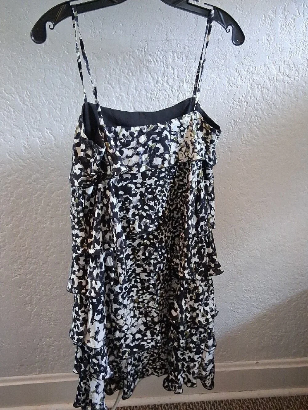 Rebecca Minkoff Black and White Tiered Spaghetti Strap Dress